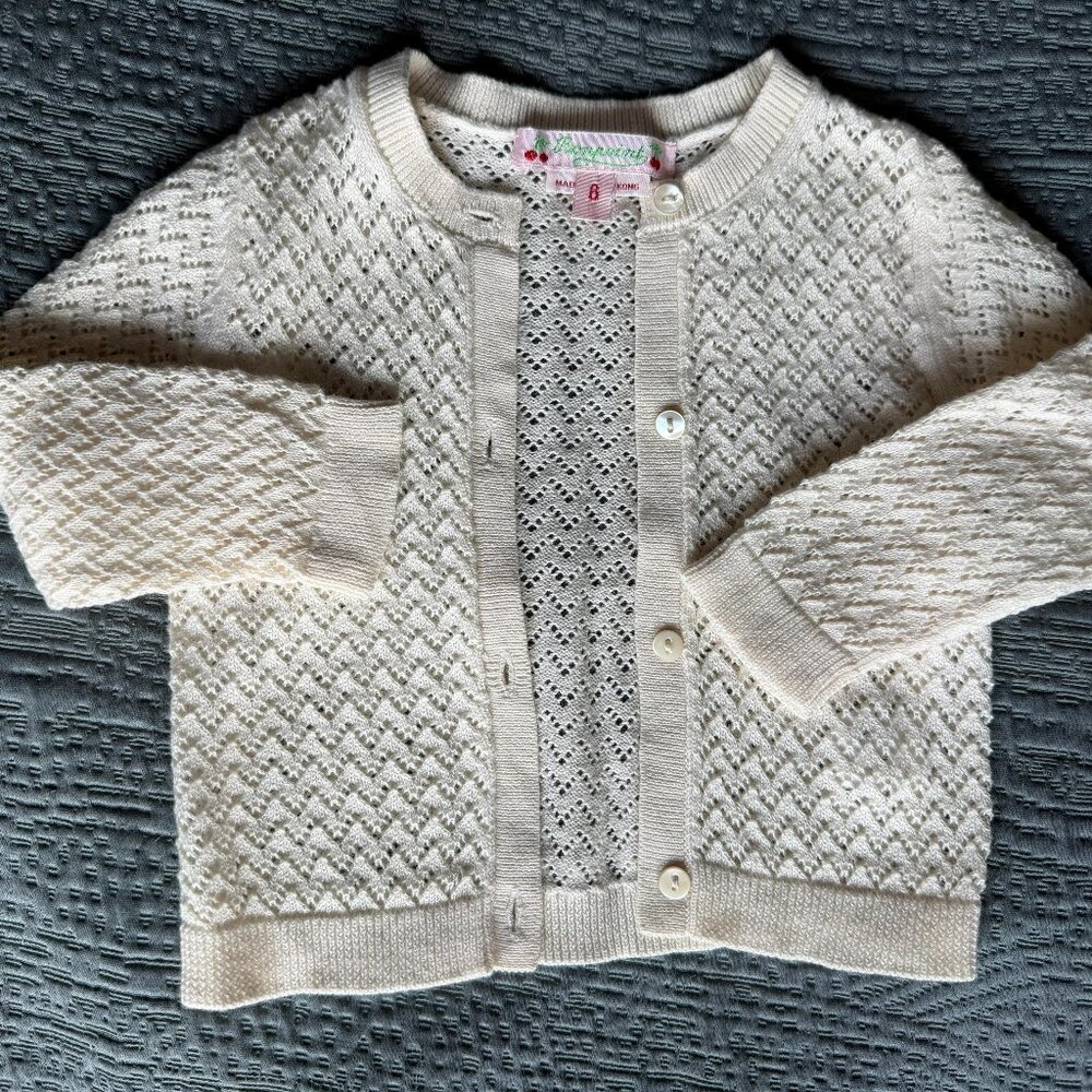 Bonpoint Baby Cardigan 6M – Ivory Pointelle Knit